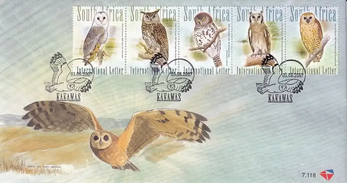 South Africa 2007 South African Birds - Owls. FDC