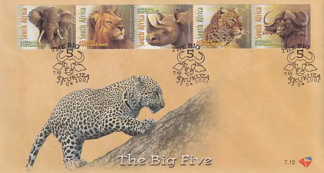 South Africa 2001 Wildlife -  The Big 5. FDC