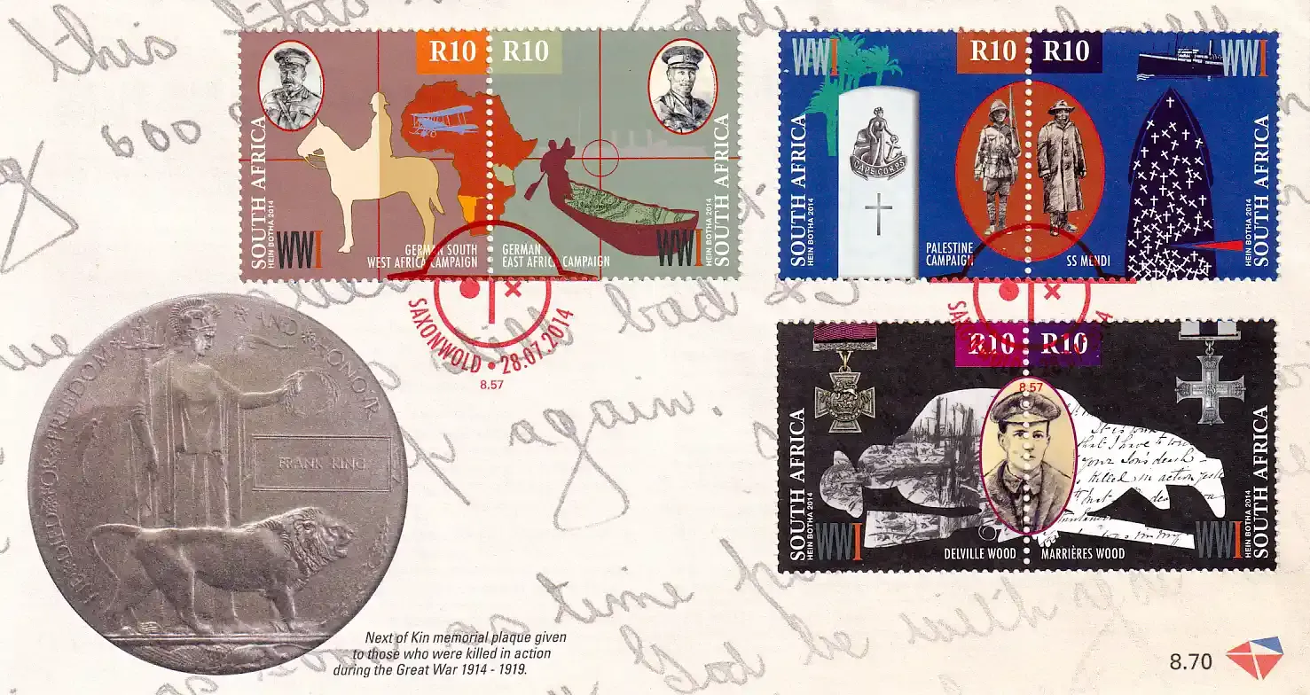 South Africa 2014. Beginning of World War I. FDC South Africa 2014. Beginning of World War I. FDC