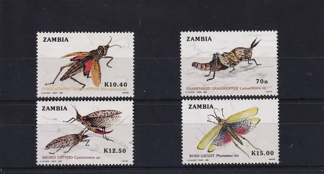 Zambia 1989 Insects - Grasshoppers. UMM