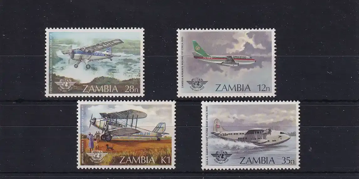 Zambia 1984 The 40th Anniversary of the International Civil Aviation Organization - Airplanes. UMM