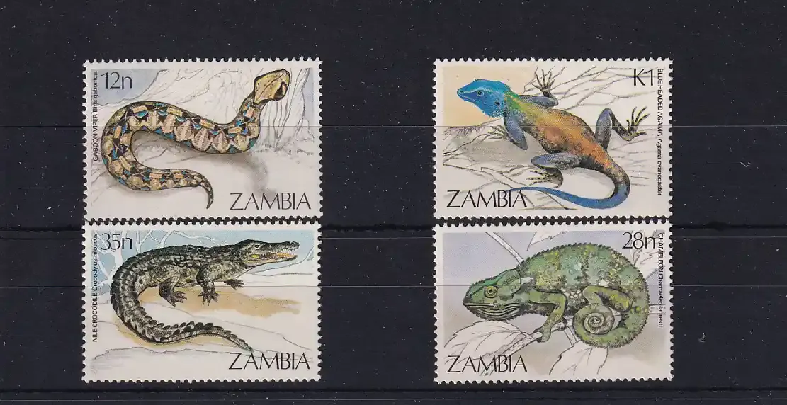 Zambia 1984 Reptiles. UMM