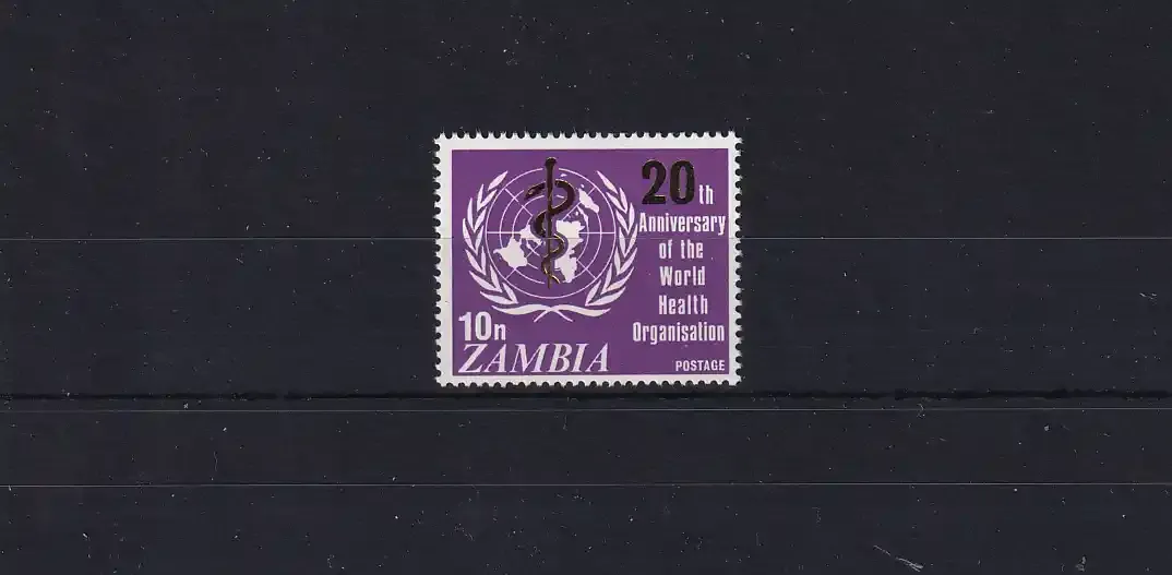 Zambia 1968 The 20th Anniversary of the WHO. UMM