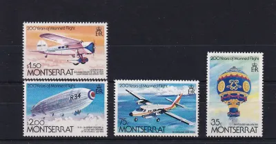 Montserrat 1983. The 200th Anniversary of Manned Flight. Aviations. UMM