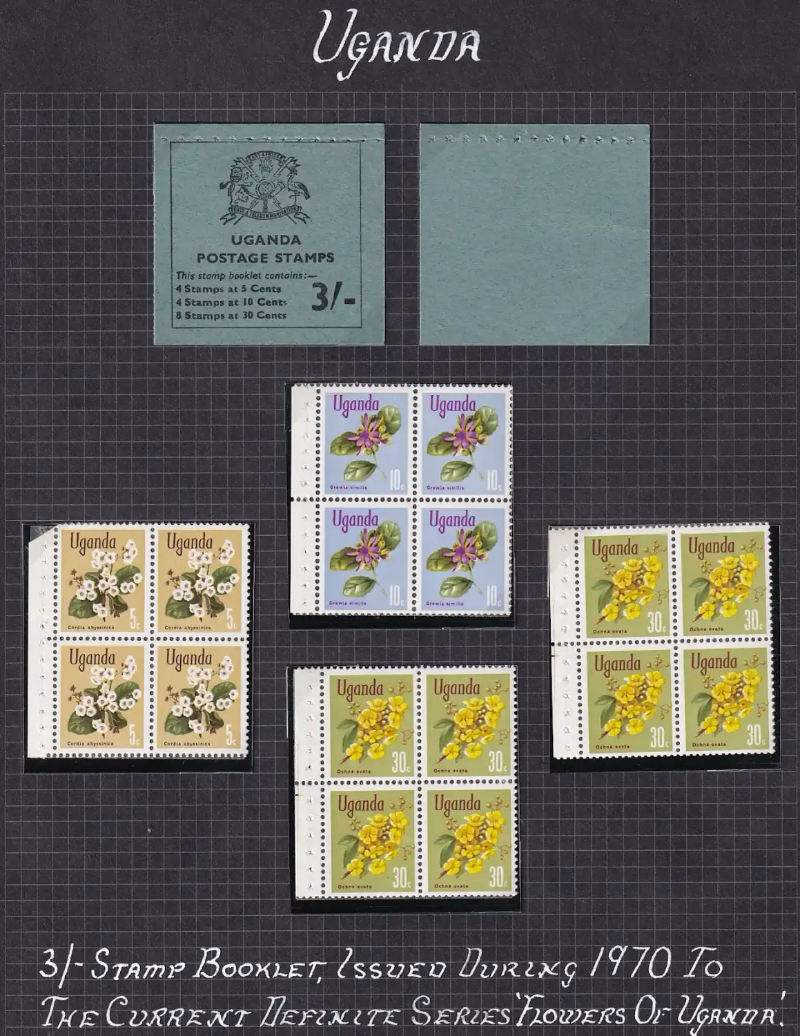 Uganda 1970  3/- Booklet/Flowers. UMM