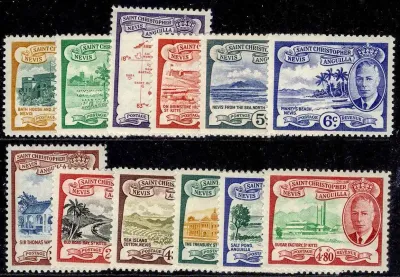 St Christopher Nevis Anguilla 1952 King George VI &amp; Local Motifs (local culture, agriculture, wildlife). LH Mint (*)