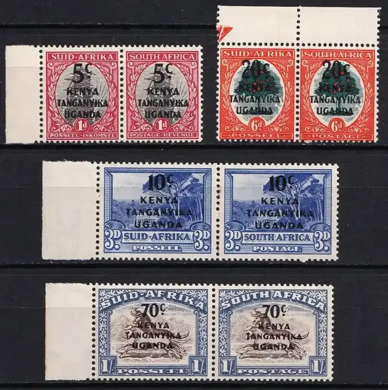 KUT 1941 Overprinted "Kenya, Uganda and Tanganyika" Surcharged Value. Marginal UMM(**) Set
