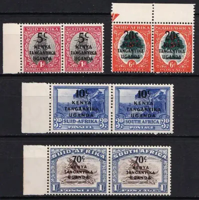 KUT 1941 Overprinted "Kenya, Uganda and Tanganyika" Surcharged Value. Marginal UMM(**) Set