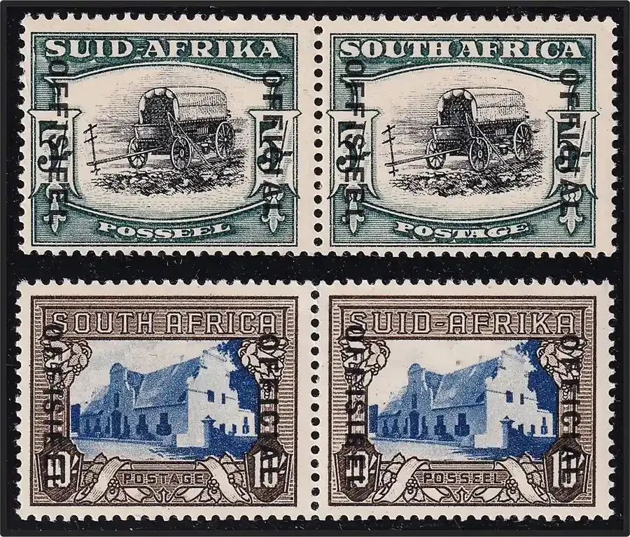 South Africa 1935-1949, Postage Stamps of 1933-1945 Overprinted "OFFICIAL" &amp; "OFFISIEEL". 5 &amp; 10/-. MNH (**)