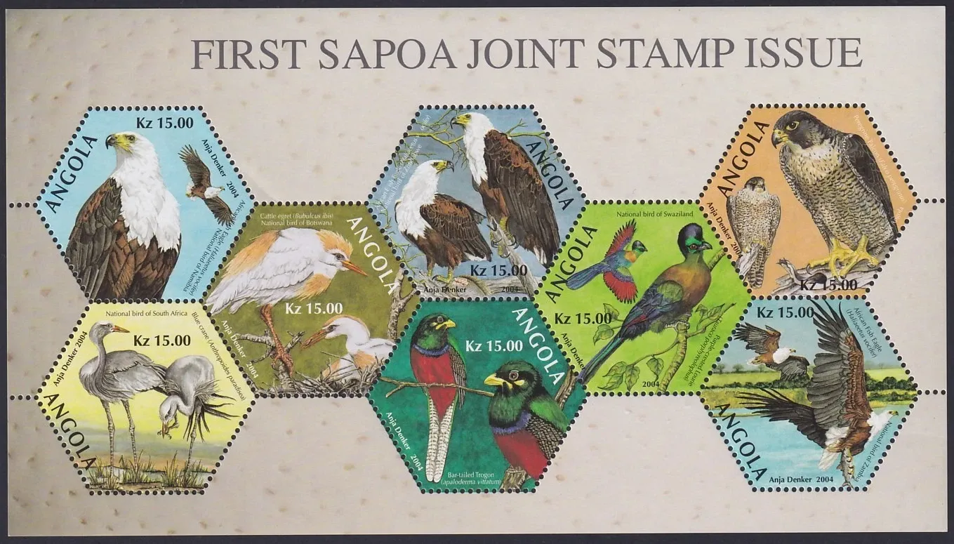 Angola 2004 SAPAO Bird sheet. MNH