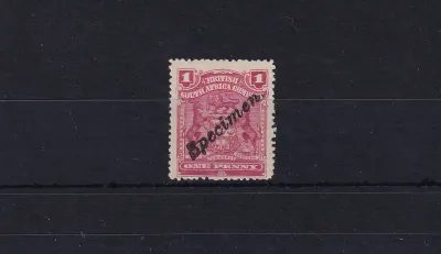 1896 B.S.A, Coat of Arms 1P SPECIMEN stamps, MM