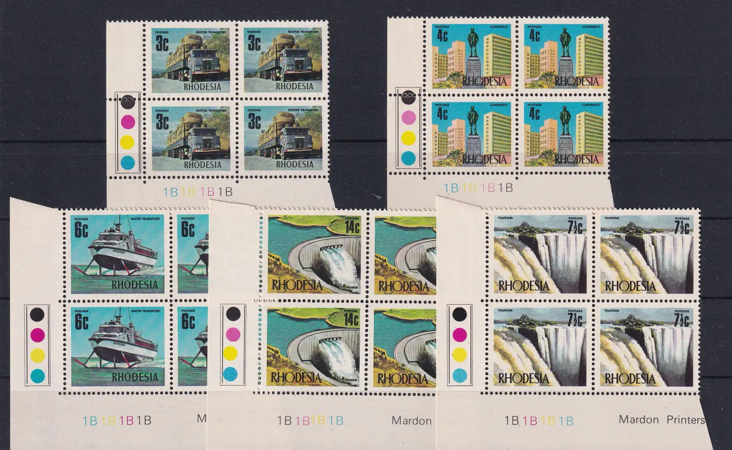 Rhodesia 1973 Industrial Development and Sightseeing. Additional values. Set in C/Blocks. UMM