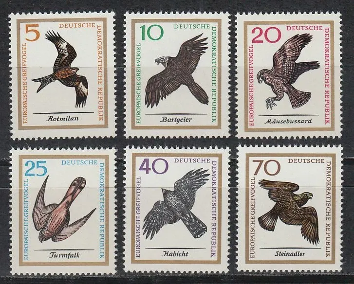 East Germany (DDR) 1965 Birds of Prey Birds. MNH
