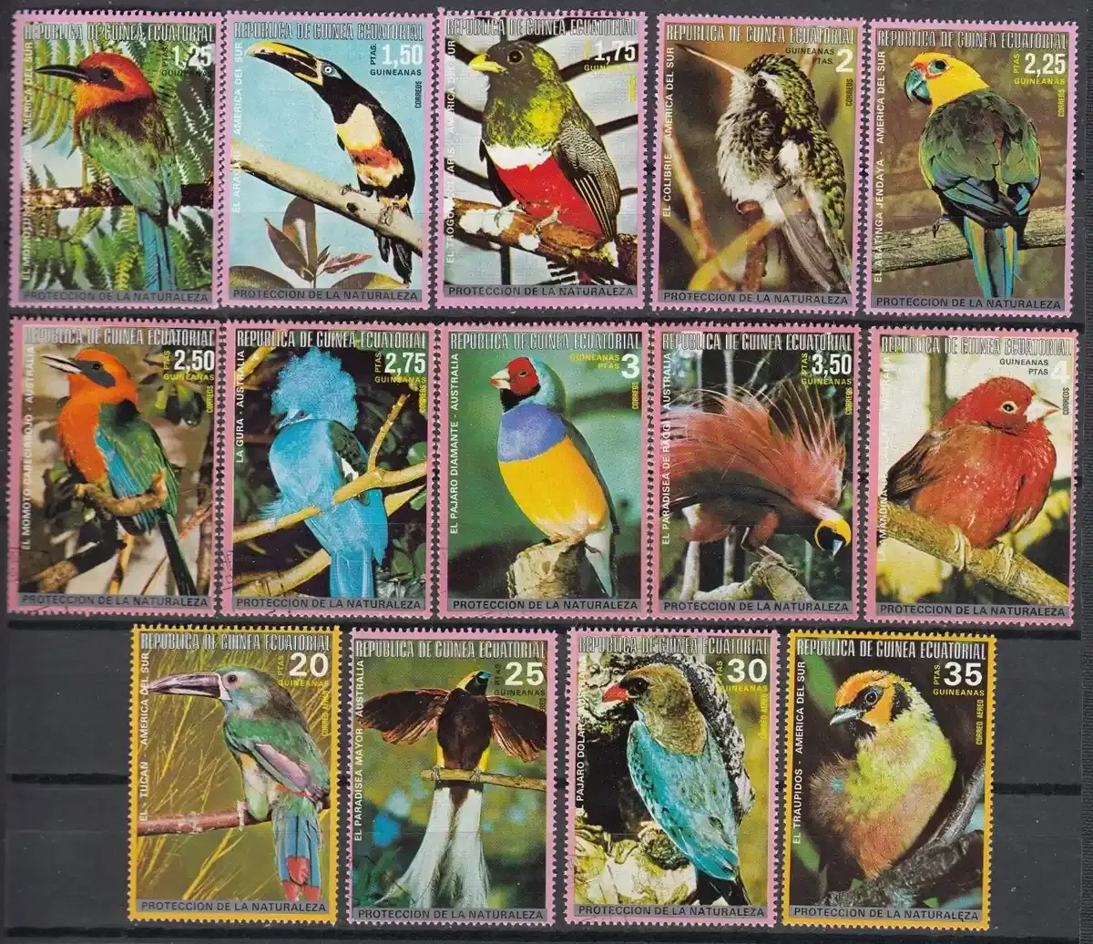 Equatorial Guinea, 1974 South American and Australian Birds. MNH