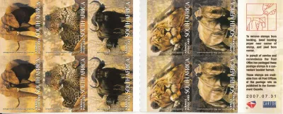 South Africa 2007 Big 5 Mammals. Wildlife, Lion, Big Cat, Rhino, Elephant. MNH