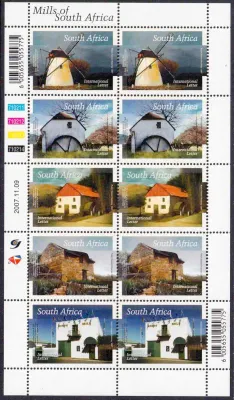 South Africa 2007 Mills of South Africa. Sheet of 10 stamps. MNH