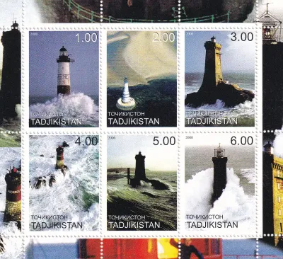 Tajikistan 2000 Lighthouses Sheet. MNH