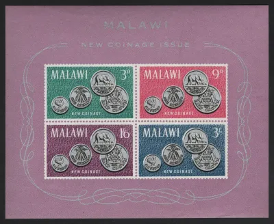 Malawi 1965 Malawi's First Coinage Sheet. MNH Malawi 1965 Malawi's First Coinage Sheet. MNH