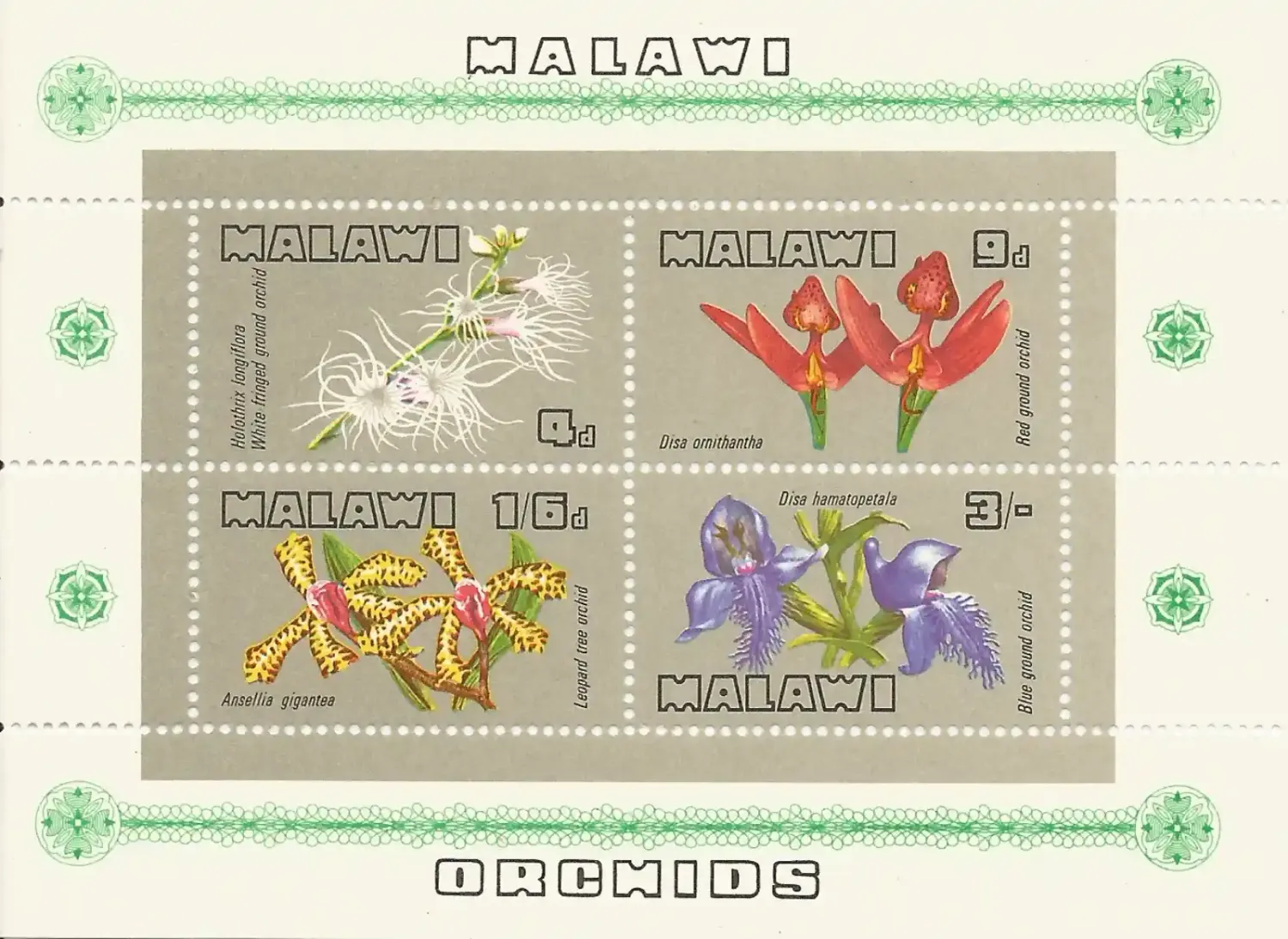 Malawi 1969 Orchids of Malawi Sheet. MNH