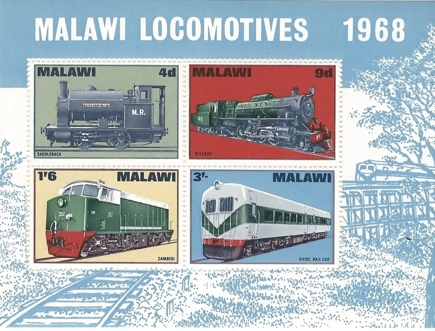 Malawi 1968 Malawi Locomotives. MNH
