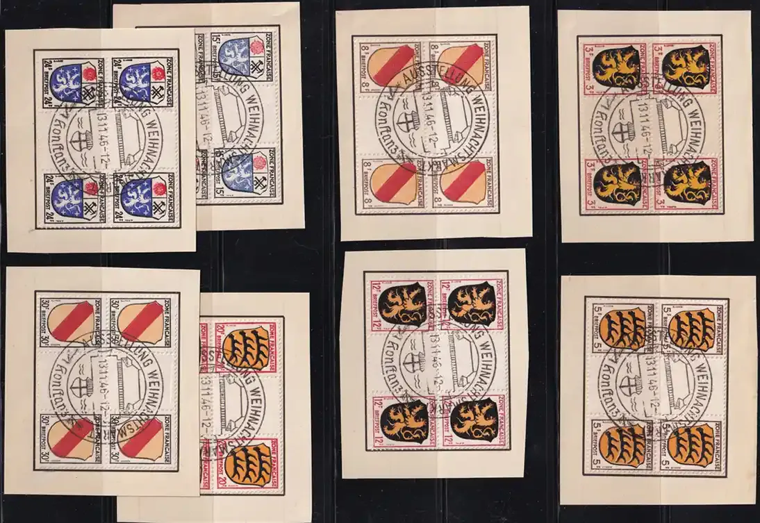 Germain French Zone 1945 Coat of Arms. Cancellation "WEIHNACHTSMARKT" dated 13.11.48-12.