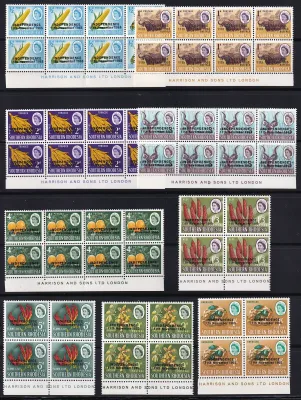 Rhodesia 1966 Issues of South Rhodesia Overprinted "INDEPENDENCE 11th November 1965". Inscriptional blocks. MNH