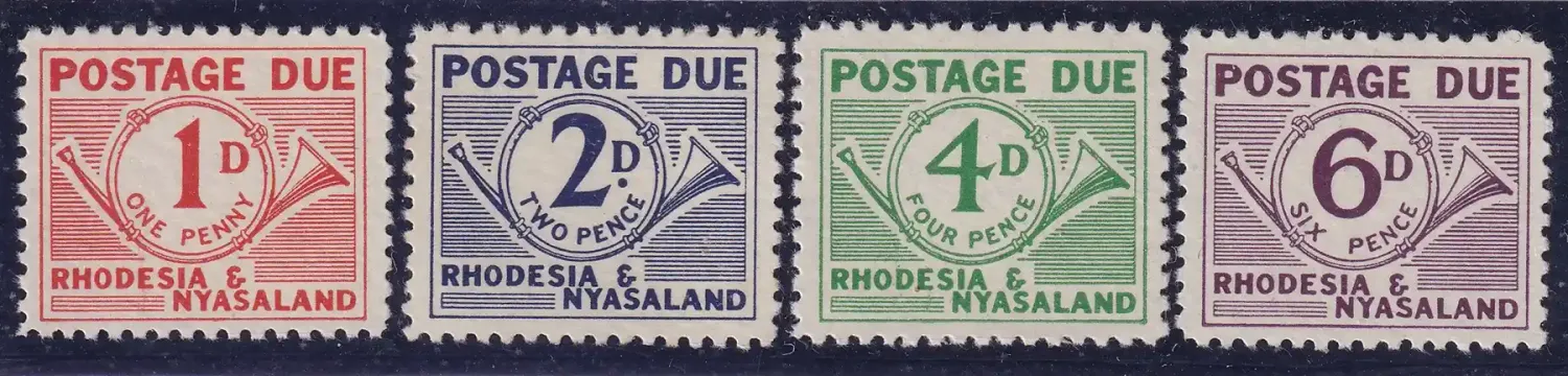 Rhodesia and Nyasaland 1961 Post Horn. Postage Due. MNH