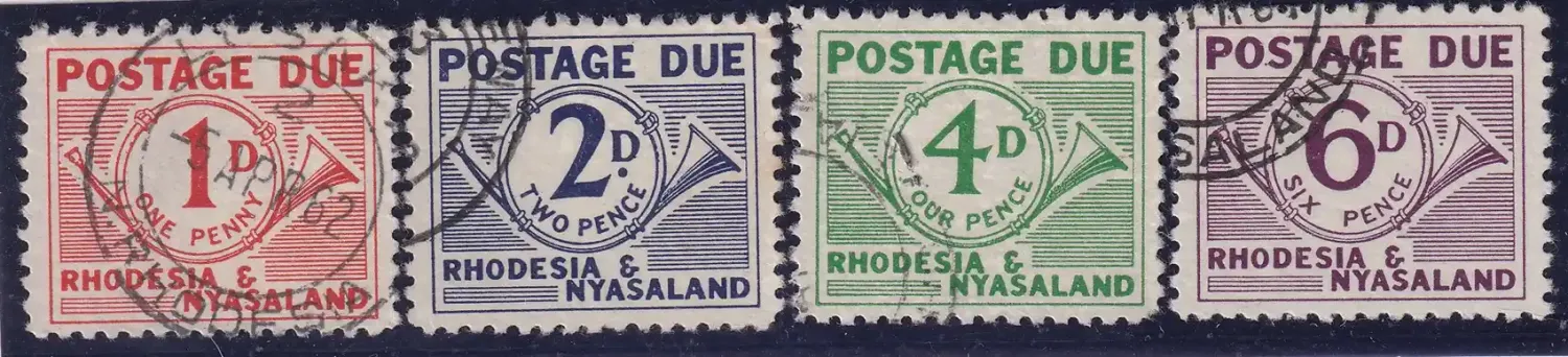Rhodesia and Nyasaland 1961 Post Horn. Postage Due. VFU
