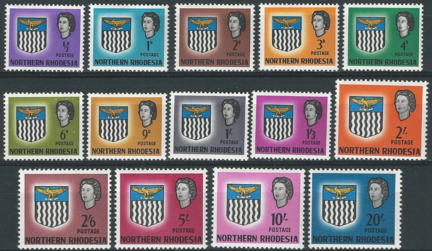 Northern Rhodesia 1963 Northern Rhodesia Arms 14v. MNH