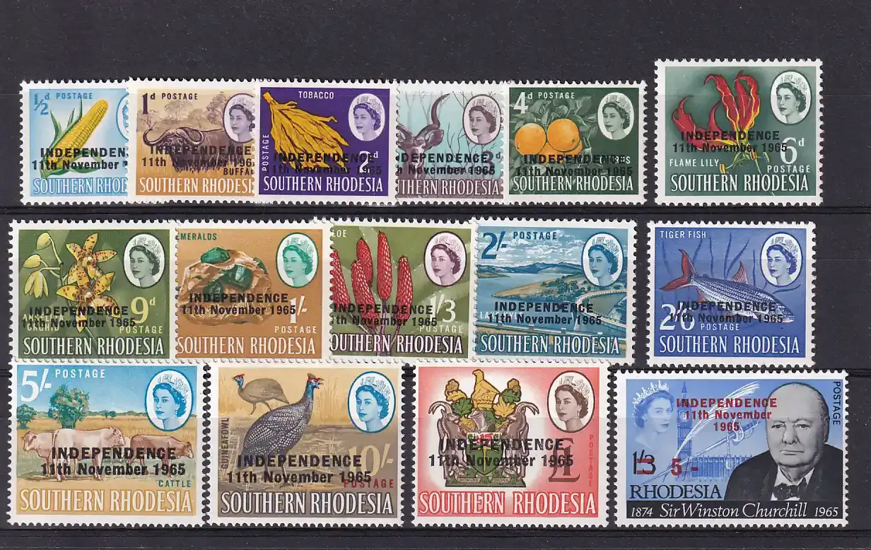 Rhodesia 1966 Issues of South Rhodesia Overprinted "INDEPENDENCE 11th November 1965". MNH