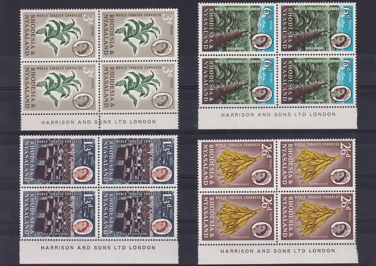 Rhodesia 1963 World Tobacco Congress. Imprint Blocks. MNH