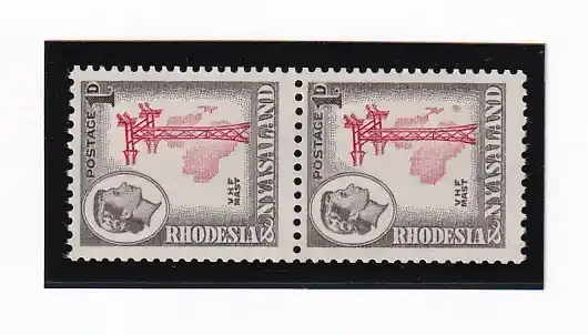 Rhodesia and Nyasaland 1959 Queen Elizabeth II, Local Motives. 1p Coil stamps (Perf: 12½ x 14). MNH