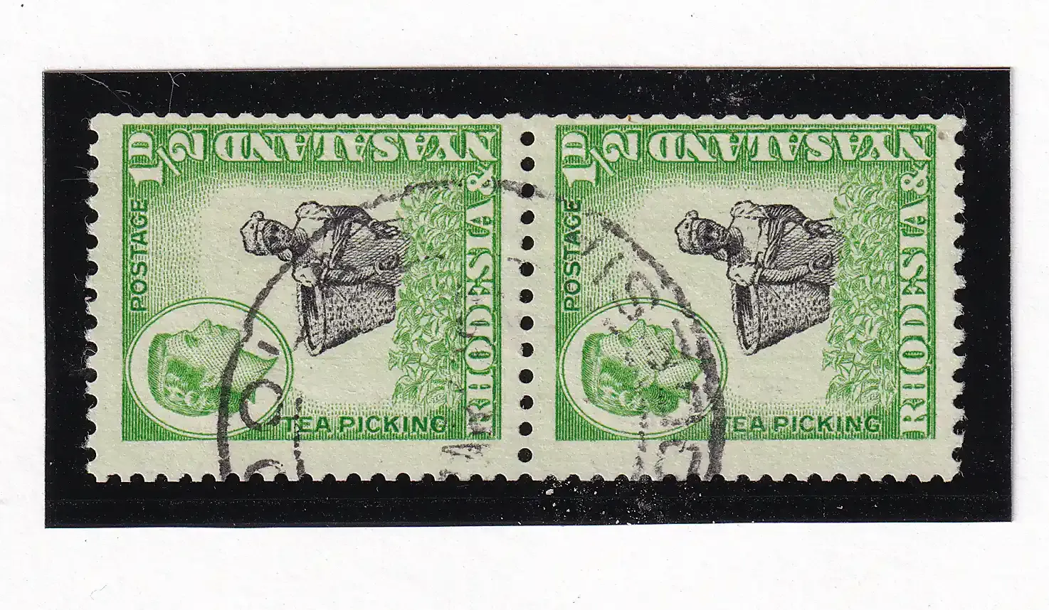 Rhodesia and Nyasaland 1959 Queen Elizabeth II, Local Motives. 1/2p Coil stamps (Perf: 12½ x 14). VFU