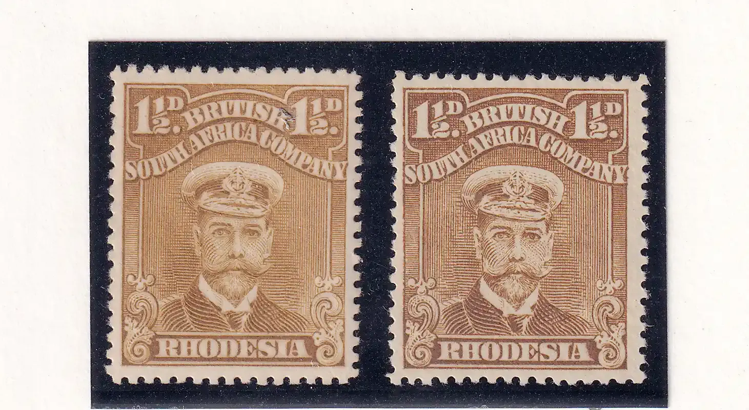 Rhodesia B.S.A, 1913 King George V.1 1/2d. SG 206/206b.