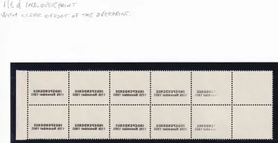 Rhodesia 1966 Issues of South Rhodesia Overprinted "INDEPENDENCE" 1/2d with clear offset of the overprint. MNH