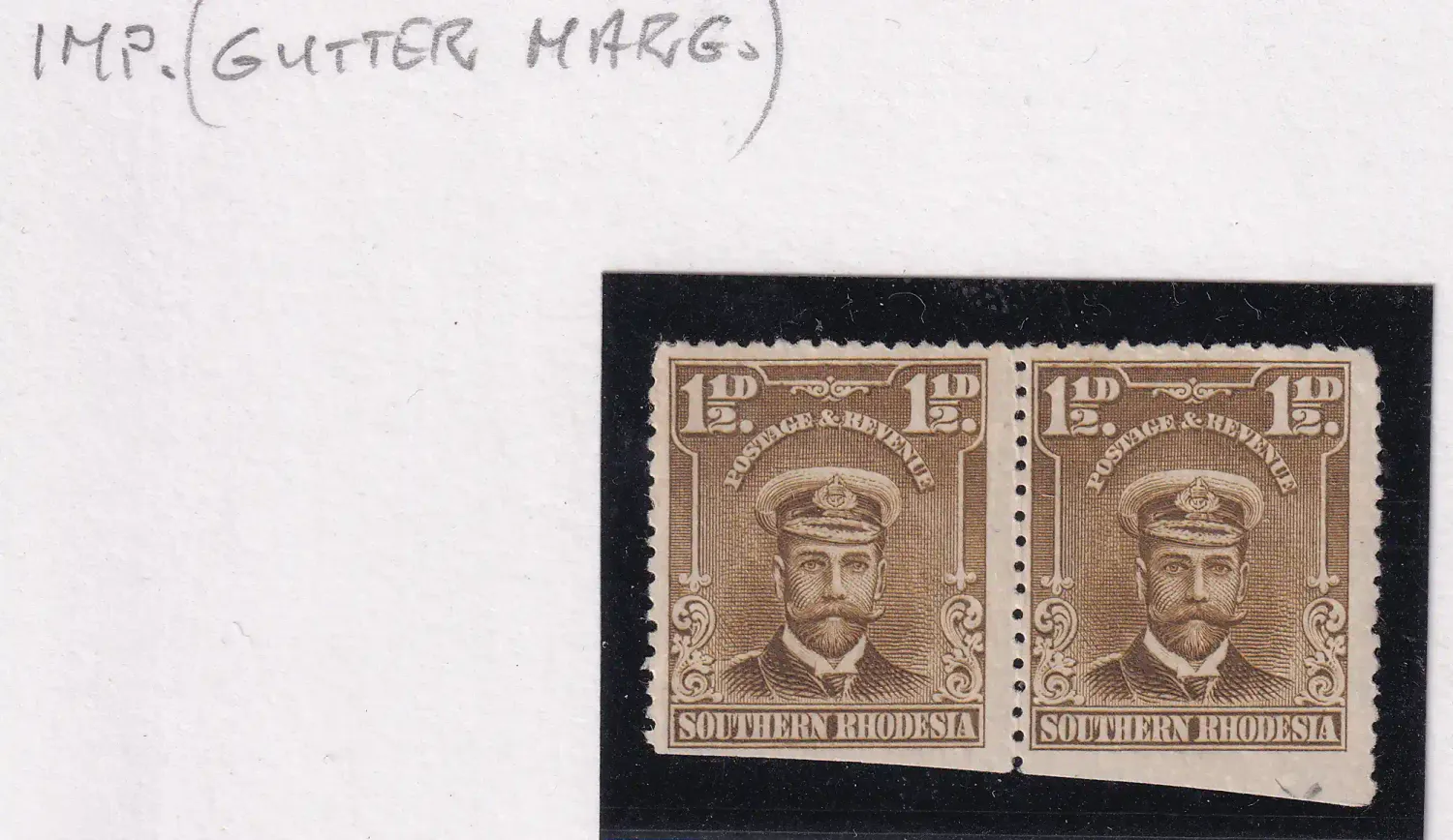 Southern Rhodesia 1924 King George V. 1/1/2d Imperf Gutter Marg. MNH