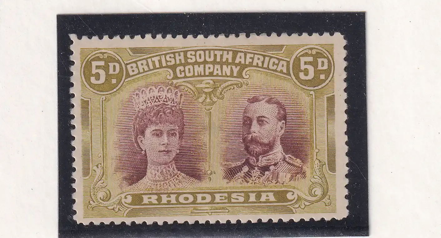 Rhodesia 1910 King George V, Double Heads. 5d. SG 141.
