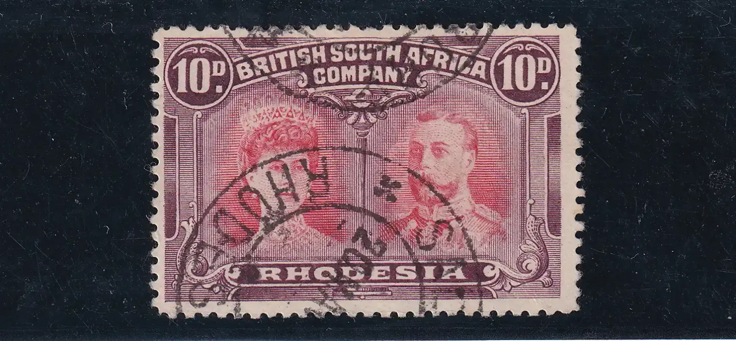 Rhodesia 1910 King George V, Double Heads. 10d. SG 149. VFU