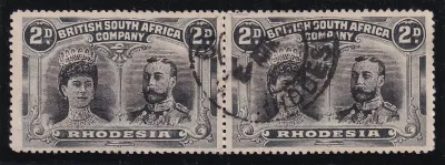 B.S.A 1910 King George V, Double Heads. 2d used pair. SG 171. VFU