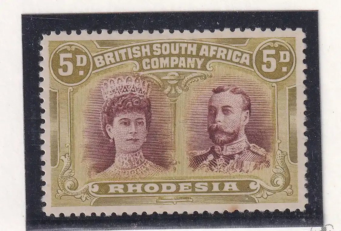 Rhodesia 1910 King George V, Double Heads. 5d. SG 141.