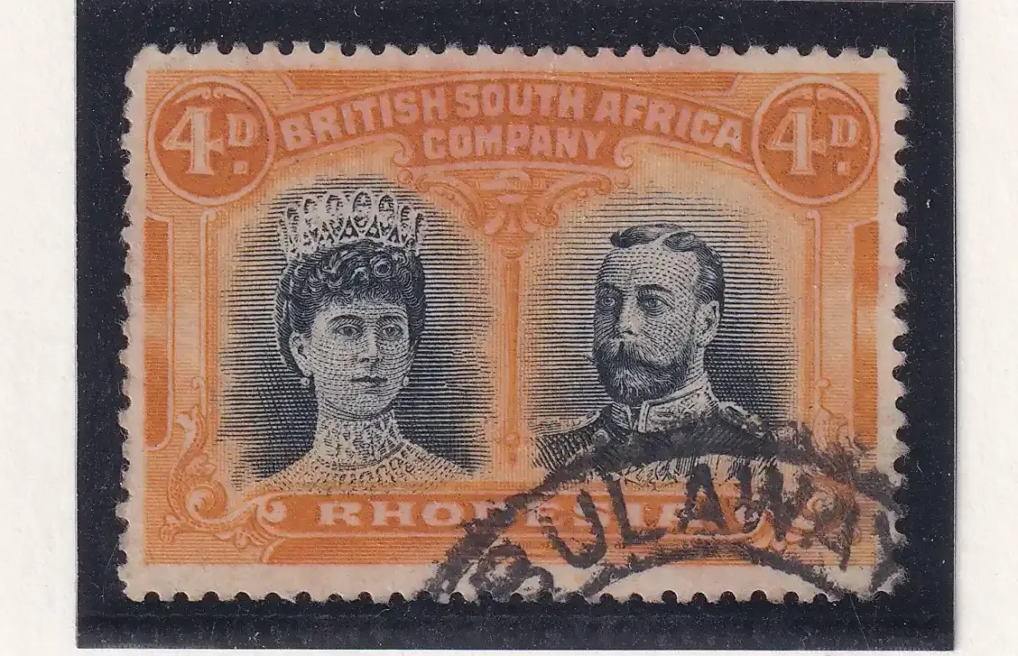 Rhodesia 1910 King George V, Double Heads. 4d used. SG 140 VFU