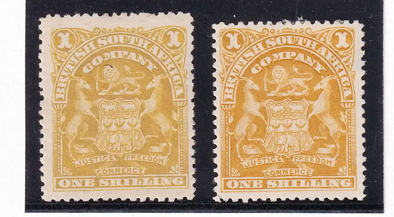 1898 -1908 Rhodesia B.S.A, Coat of Arms. 1/. SG84 &amp; 84d. MM