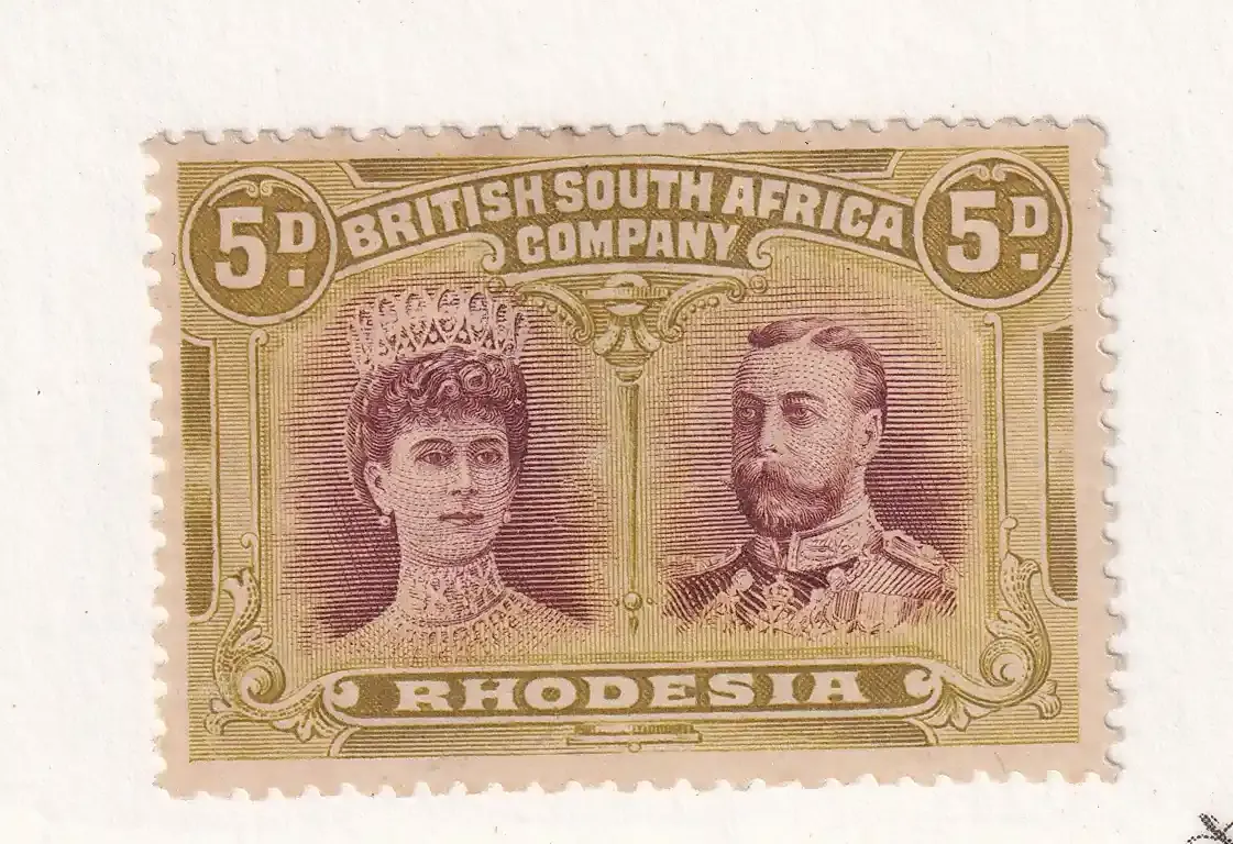Rhodesia 1910 King George V, Double Heads. 5d. SG 141a.