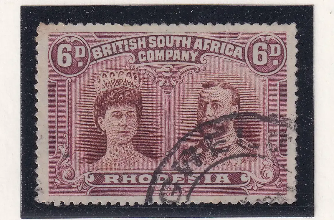 Rhodesia 1910 King George V, Double Heads. 6d. SG 176. VFU