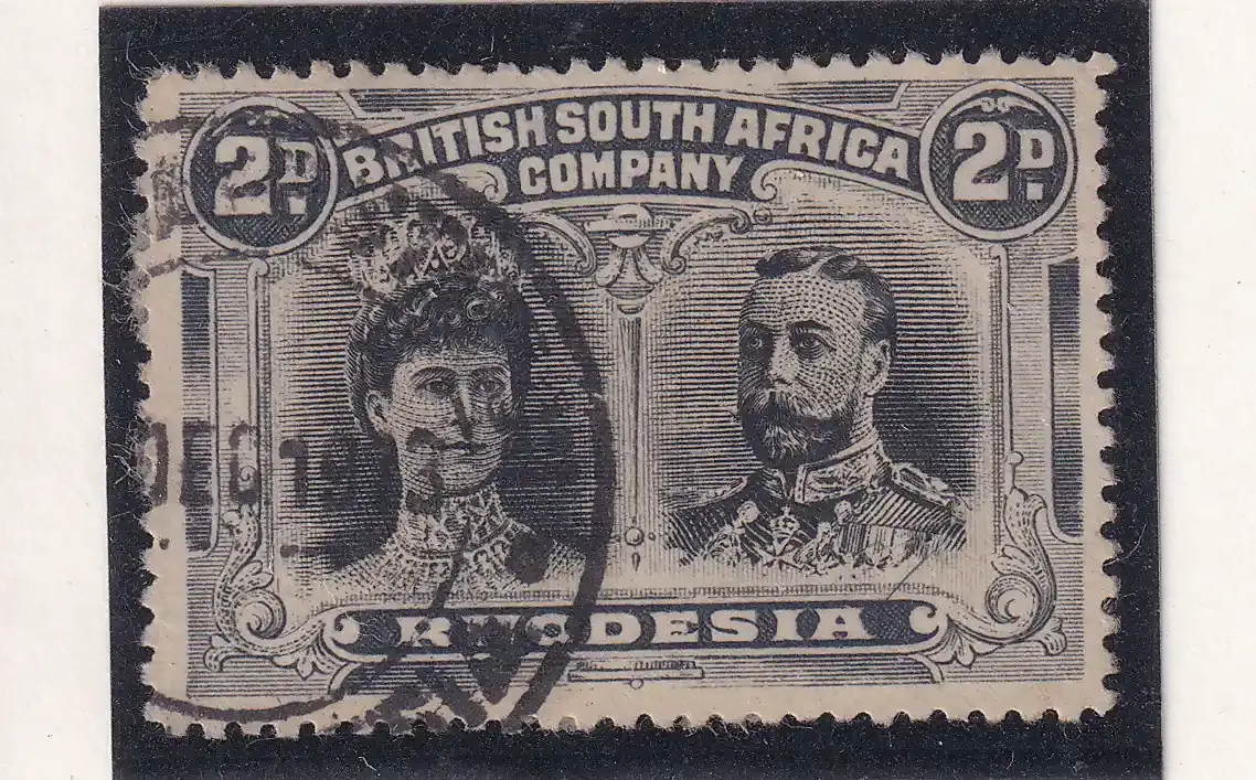 Rhodesia 1910 King George V, Double Heads. 2d used. SG 140 VFU