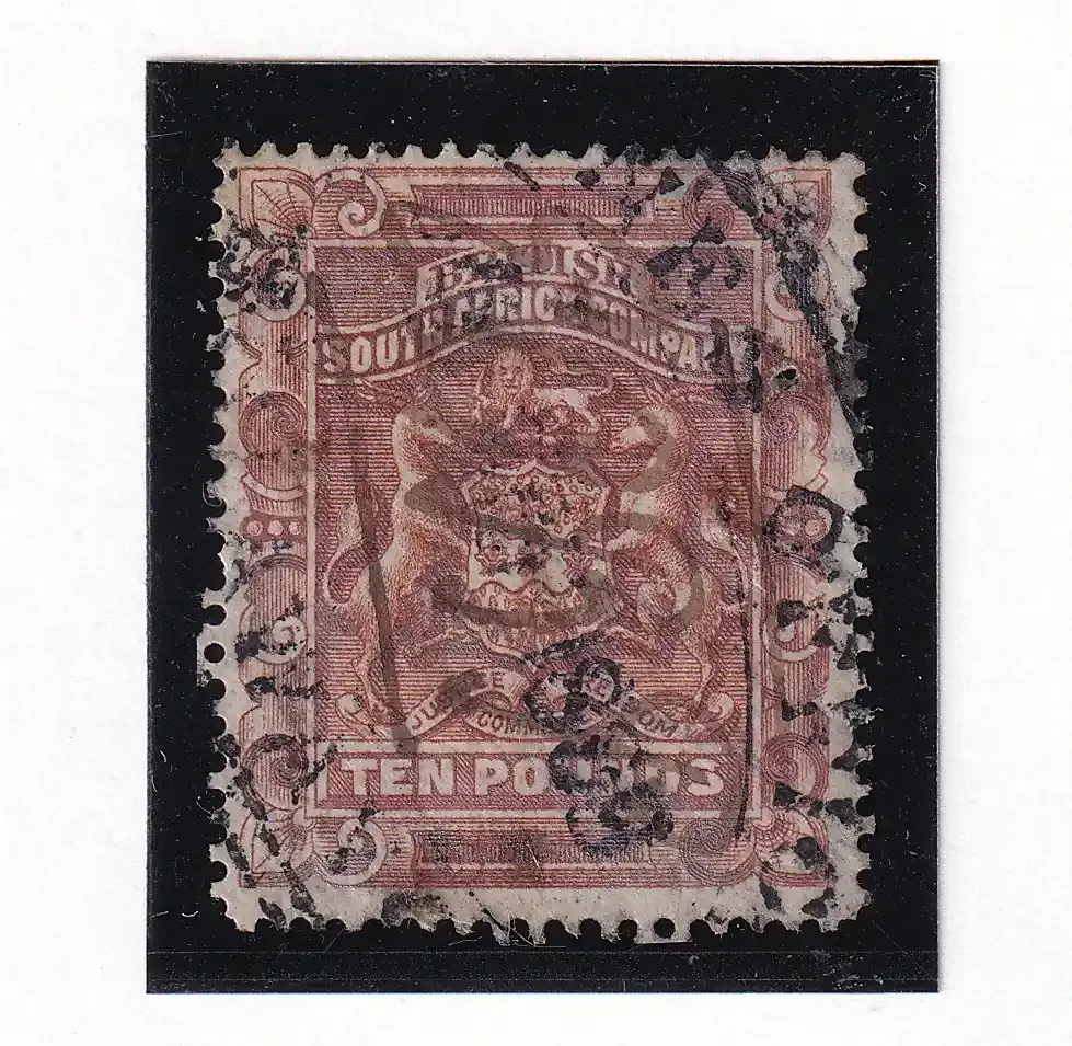 Rhodesia B.S.A 1898, £10 Fiscal. VFU