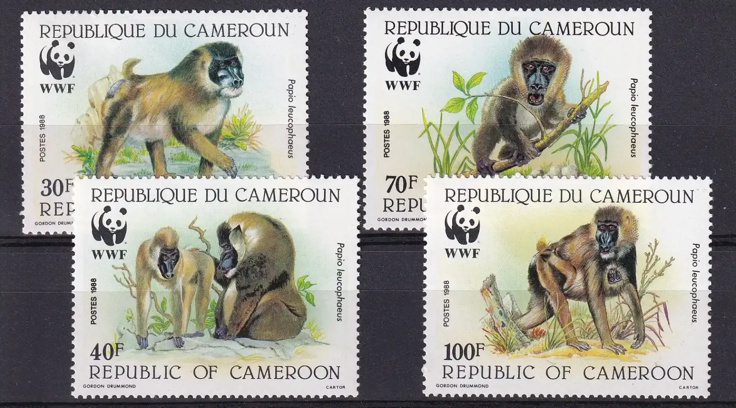 Cameroon 1988 Endangered Mammals - Drill Baboon WWF, MNH