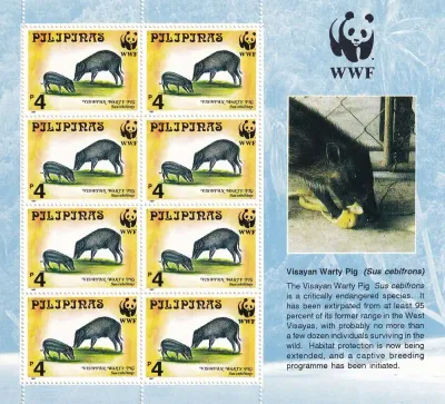 Philippines 1997 Endangered Mammals, Visayan Warty Pig Sheet. WWF. MNH Philippines 1997 Endangered Mammals, Visayan Warty Pig Sheet. WWF. MNH