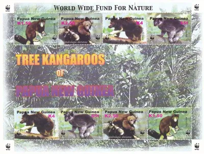Papua New Guinea 2003 Endangered Species - Tree Kangaroos - Mammals/WWF Sheet. MNH
