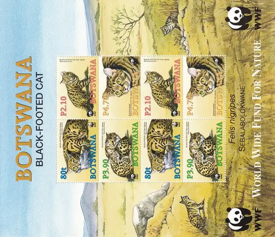 Botswana 2005 Endangered Species - Black-footed Cat (WWF) Sheet - Protected Wildlife, MNH